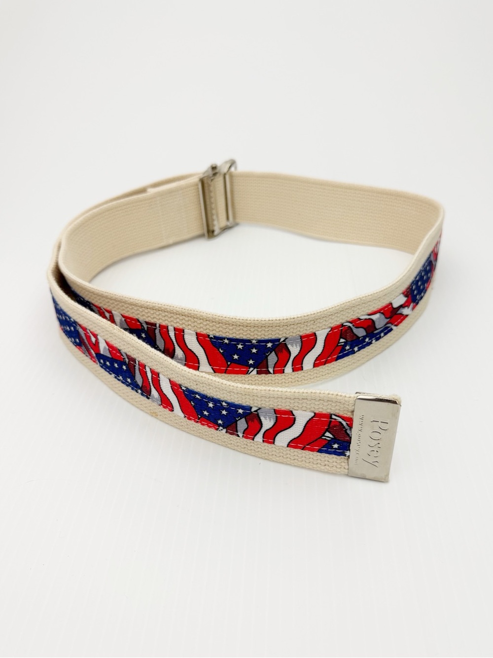 Posey Patriotic Red White & Blue American Flag Print Military Belt 52"